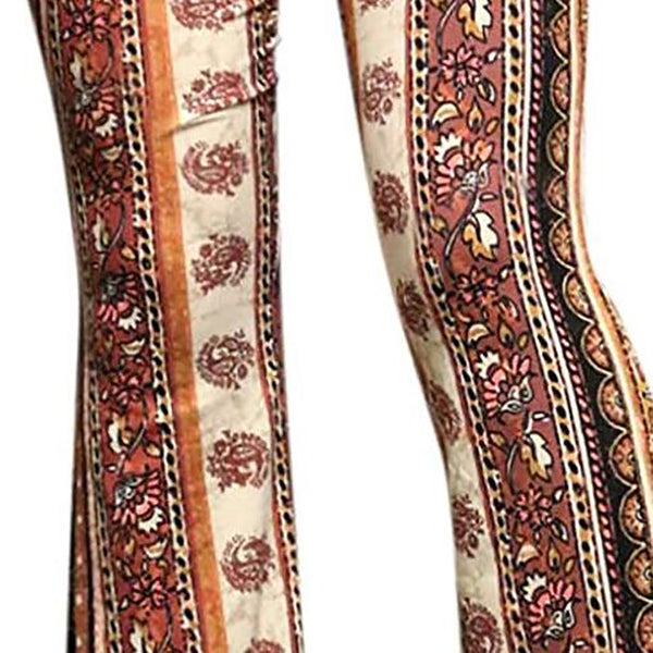 Brown Print Flare Pants