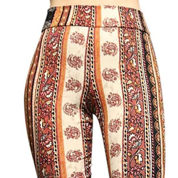 Brown Print Bell Bottoms