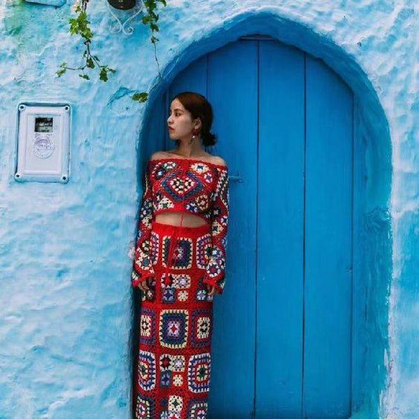 Granny Square Top Maxi Skirt Set