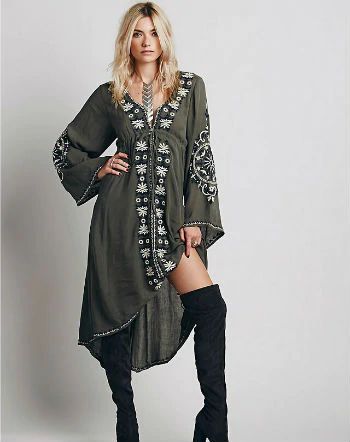 Army Green Bohemian Dress