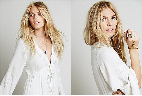 White Boho Midi Dress