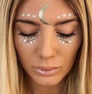 Gold Crescent Moon Tattoos