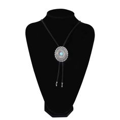 Silver Turquoise Concho Bolo Tie