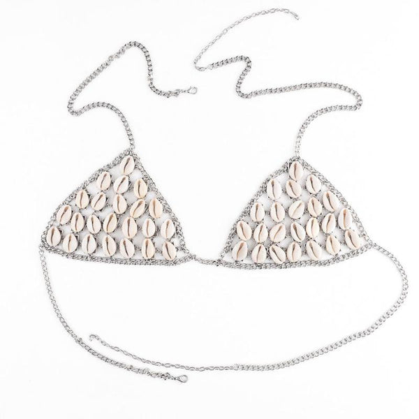 Sea Shells Silver Chain Bra
