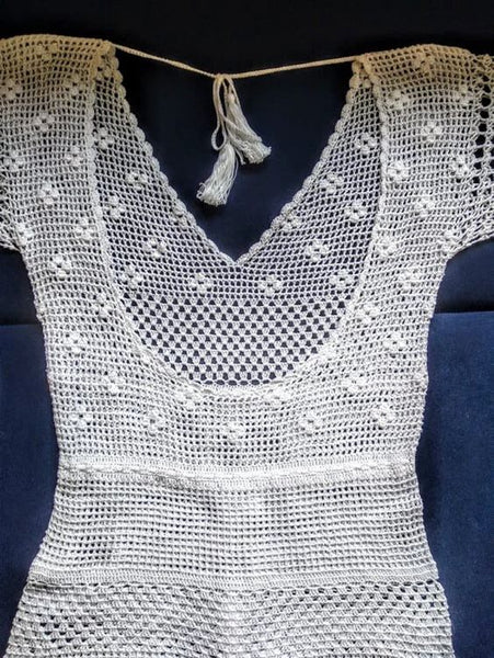 Crochet Romper White Low Back With Tassel Ties V Neck Half Short Sleeves Drawstring Waist Boho Backless One Piece Shorts Jumper Bikini Cover Up Available In Sizes Small Medium Or Large