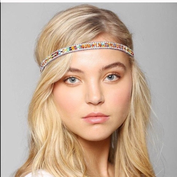 Seed Bead Headbands In 17 Different Styles You Choose Turquoise Gold Black Silver White Rhinestones Pearls Marquis Stones India Style Hippie Head Bands