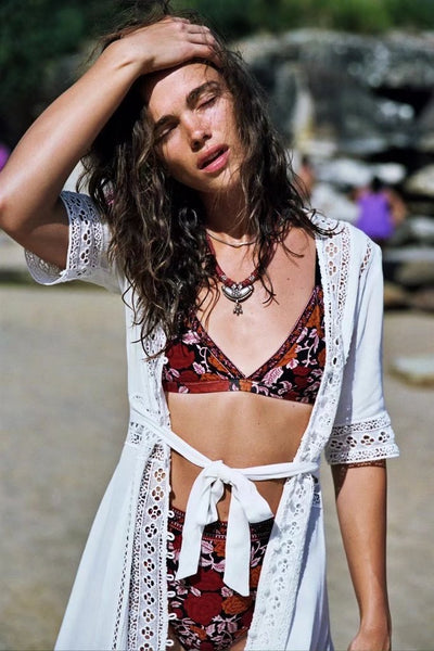 Embroidered Lace Midi Dress