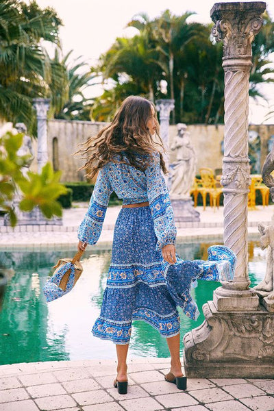 Blue Floral Maxi Skirt