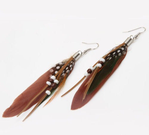 Guinea Hen Feather Earrings