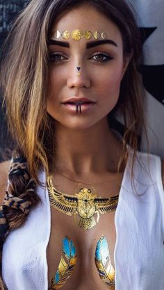 Metallic Feather Tattoos