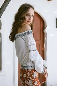 White Top Black Embroidery