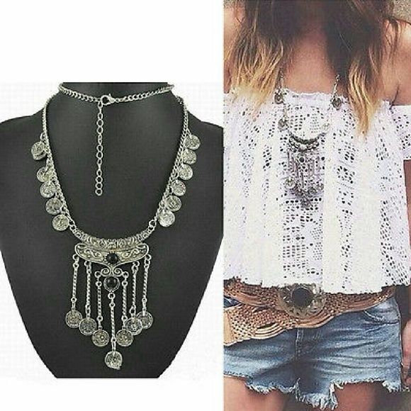 Gypsy Necklace Black Stones