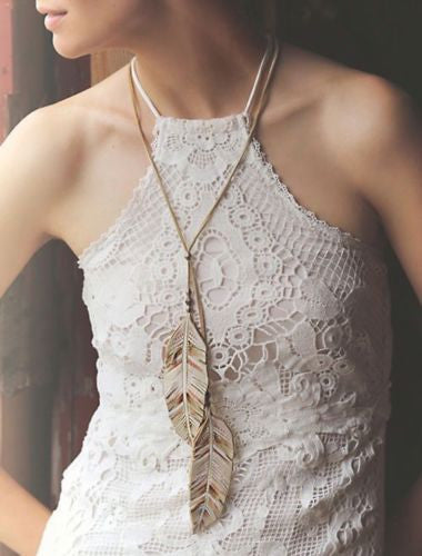 Leather Feather Necklace