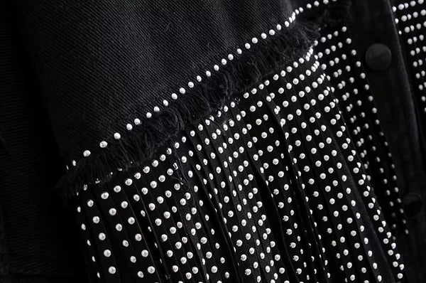 Black Denim Silver Studs