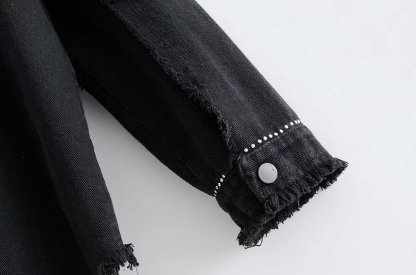 Black Denim Studded Jacket