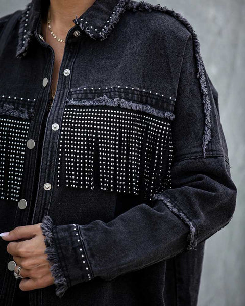 Frayed Denim Studded Jacket