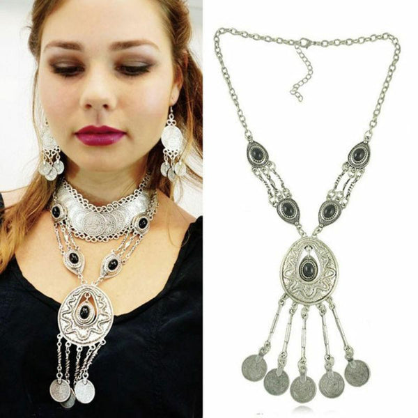 Gypsy Necklace Black Stones