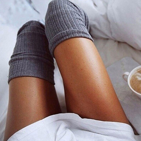 Gray Thigh High Socks