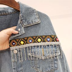 Beaded Fringe Jean Jacket