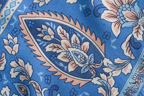 Blue Floral Print Dress
