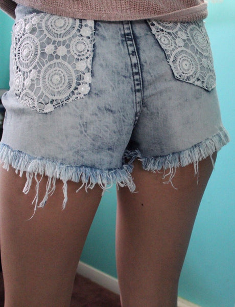 Crochet Jeans Shorts