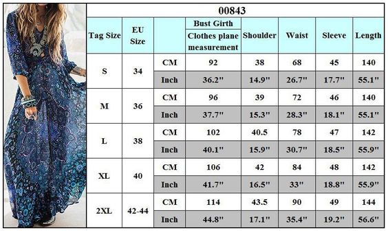 Kiss The Sky Size Chart