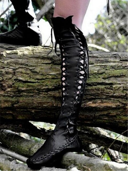 Lace Up Over The Knee Moccasins In Brown Black Red Or Pink Fitted Boots Lace Up Sides And Front Vegan Leather Tribal Native