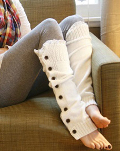 Ivory Button Leg Warmers