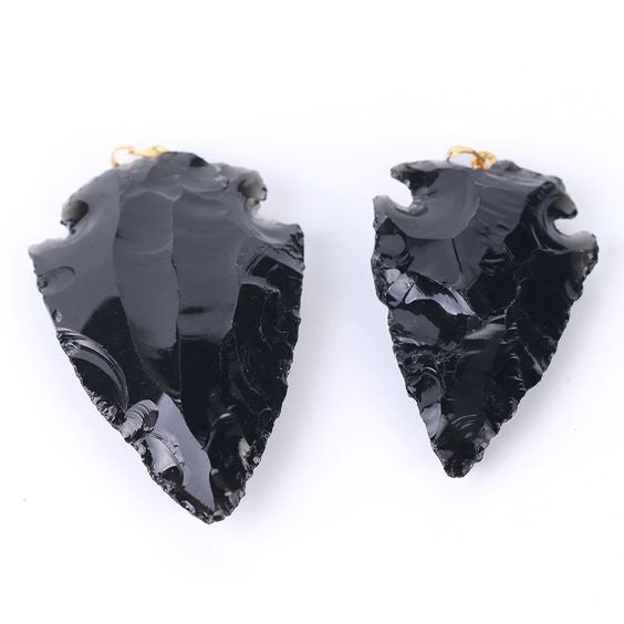 Men's Arrowhead Necklace Black Obsidian On Gold Chain Raw Natural Gem Stone No Two Are Alike Southwestern Western Native American Indian Jewelry