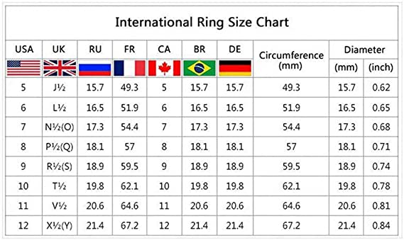 International Ring Size Chart