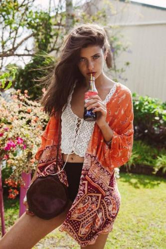 Orange Burgundy Kimono