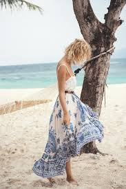 Blue White Boho Skirt