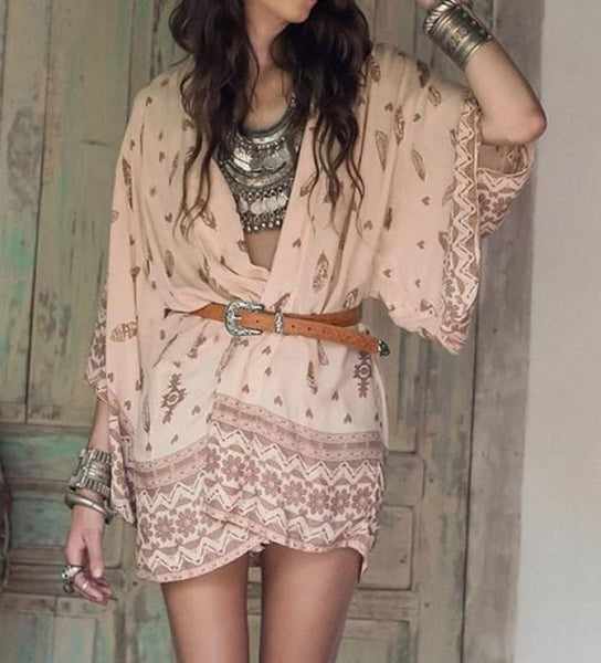 Feather Print Kimono
