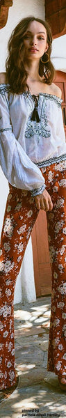 White & Black Peasant Top 