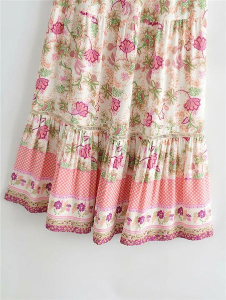 Pink Floral Maxi Skirt
