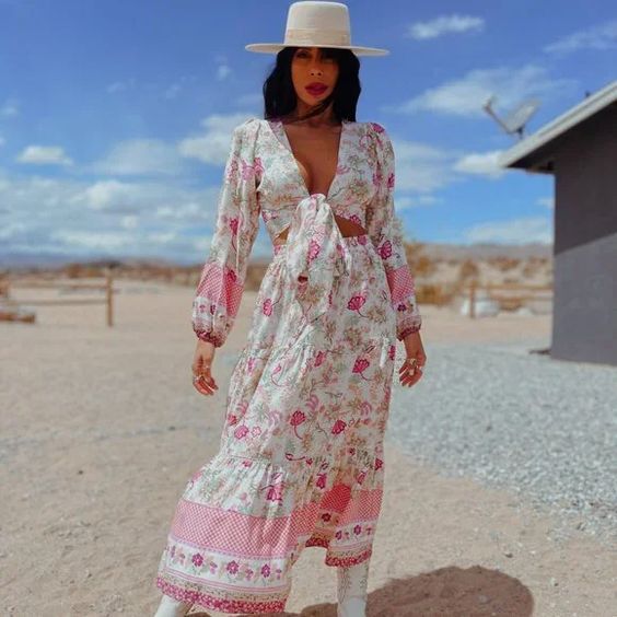 Pink Floral Peasant Top