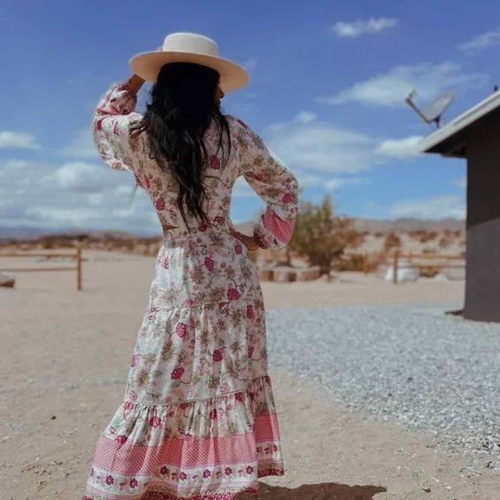 Pink Floral Bohemian Maxi