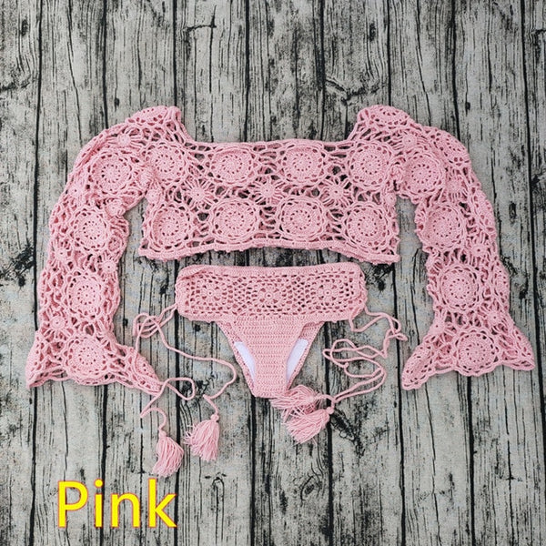 Bell Sleeve Crochet Top Set