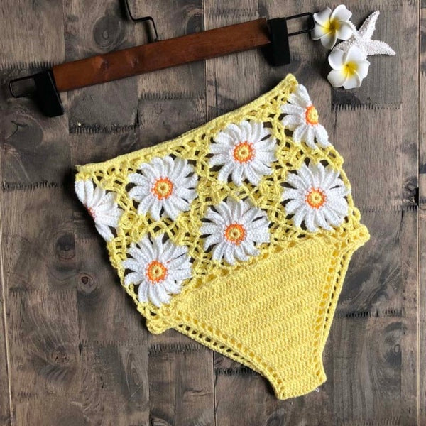 Yellow High Waist Daisy Bottoms