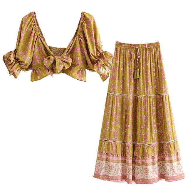 Bohemian Maxi Skirt Set