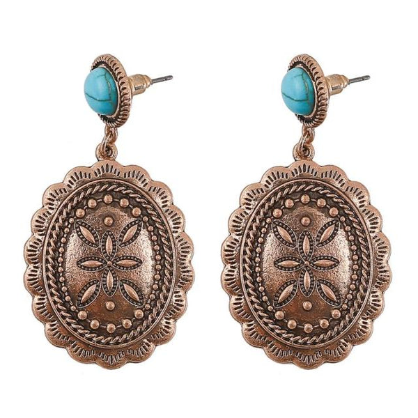 Gold Concho Dangle Earrings