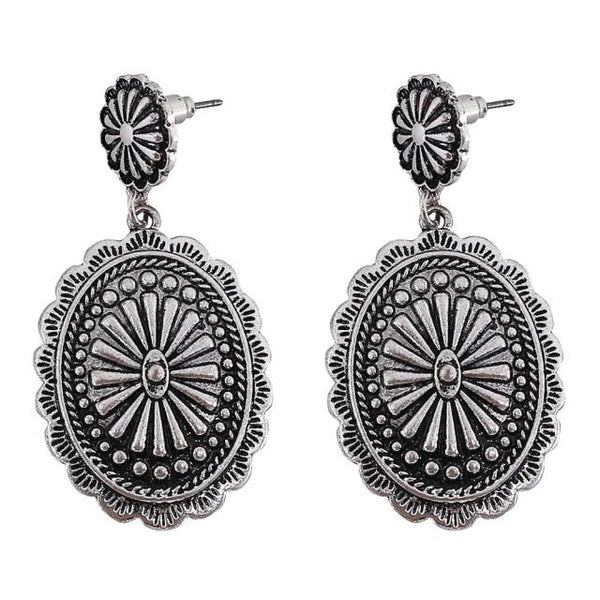 Silver Concho Dangle Earrings
