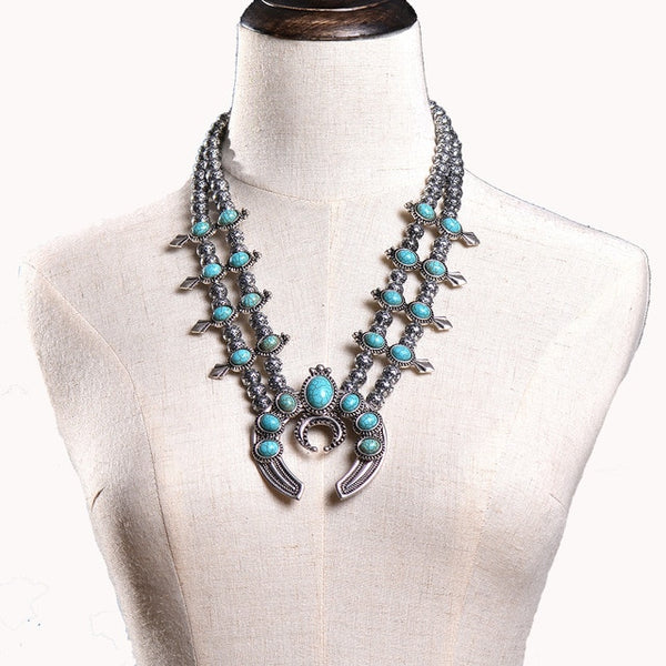 Turquoise Squash Blossom Necklace
