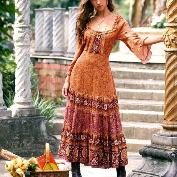 Orange Bohemian Maxi Dress