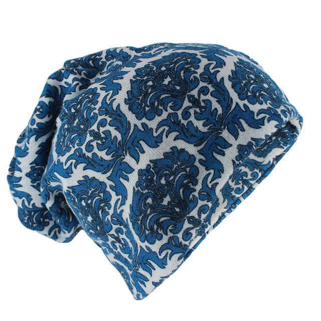 Blue Floral Beanie