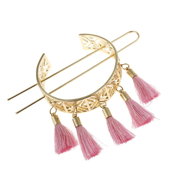 Bun Cuff Pink Tassels