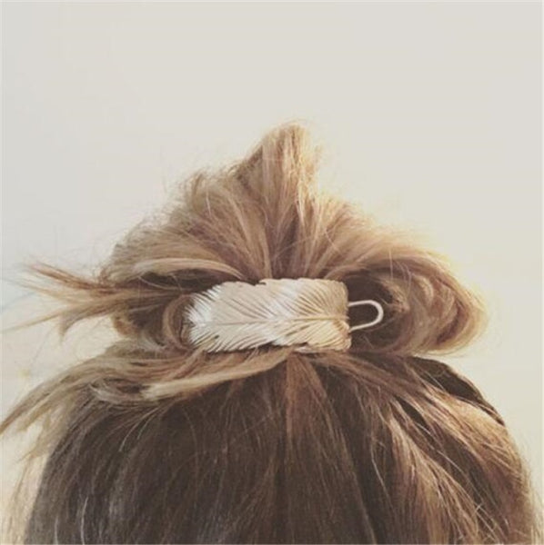 Silver Feather Barrette