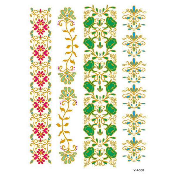 Green Flowers Temporary Tattoos