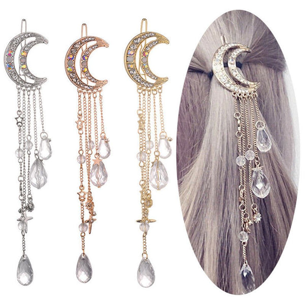 Crescent Barrette Crystal Dangles
