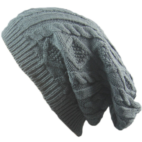 Gray Cable Knit Beanie